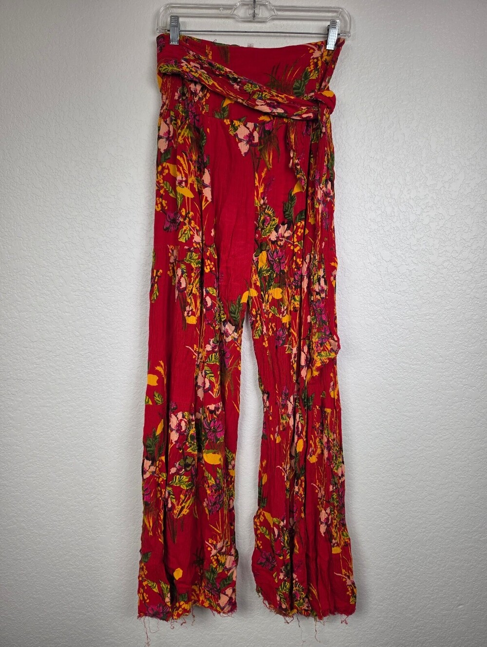 Free People Red Floral Wide Leg Pants